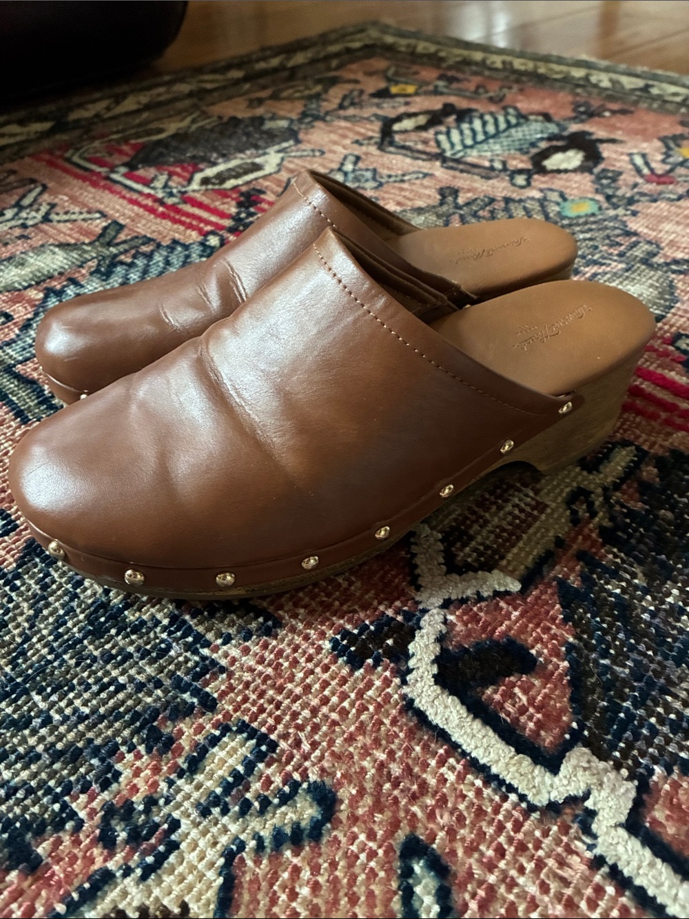Woman’s honey  Brown Leather Clog Mules - Picture 2 of 7